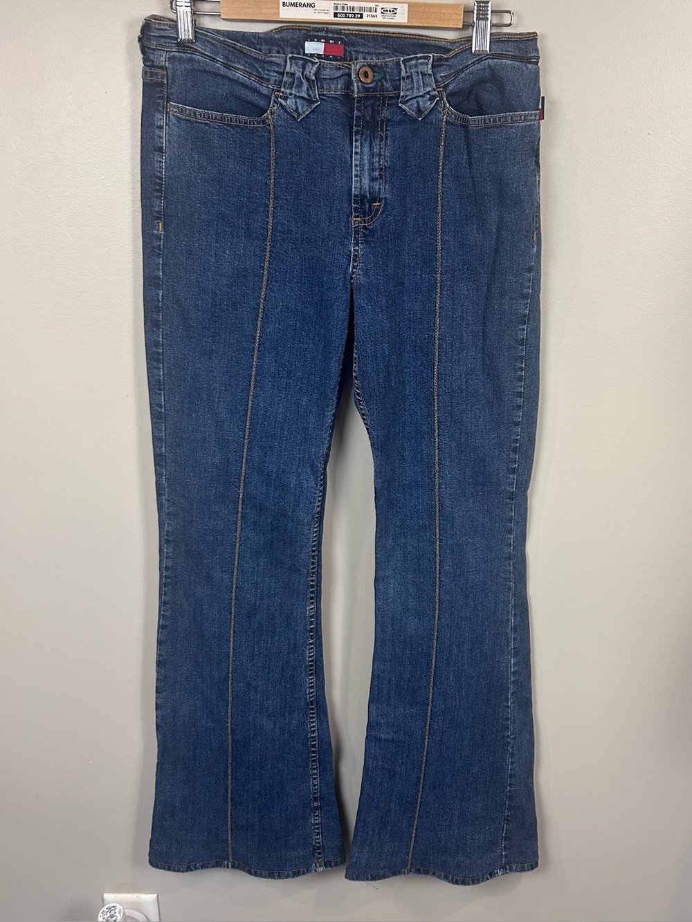 Vintage Y2K Tommy Hilfiger Bareback Pintuck Flare Jeans Made in Canada 32 Rare